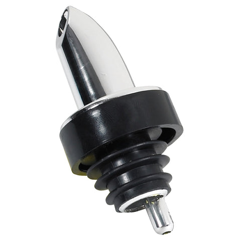 Winco PP-C Classic Chrome Liquor Pourer with Fast Flow and Black Collar