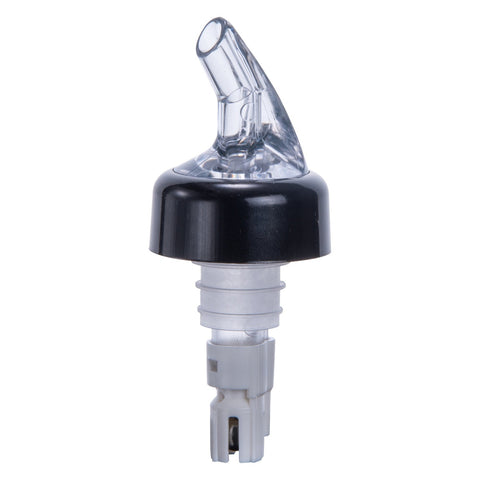 Winco PPA-200 2 oz Measured Liquor Pourer with Black Collar and White Tail