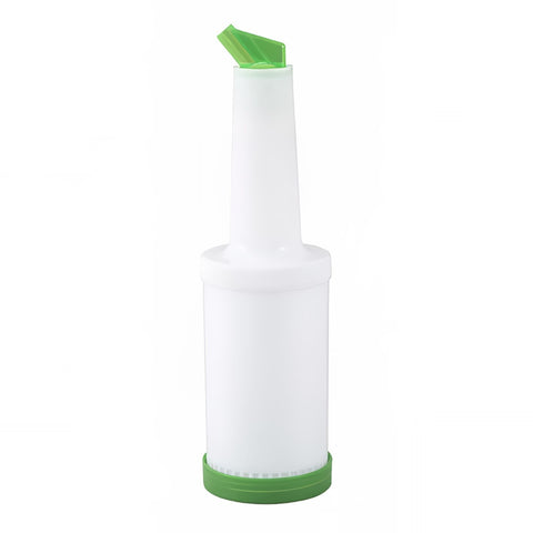 Winco PPB-1G 1 Qt. Liquor and Juice Pour Bottle with Green Spout and Lid