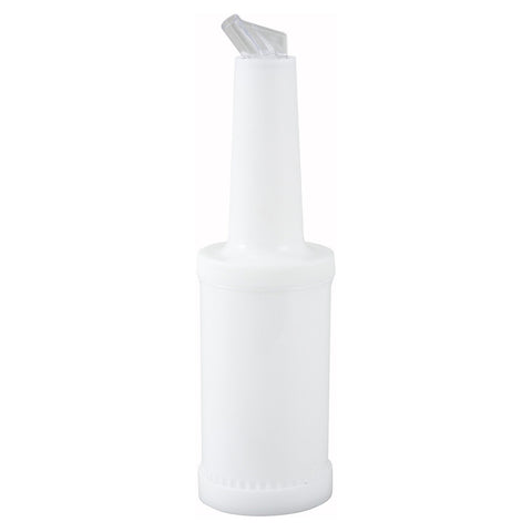 Winco PPB-1W 1 Quart Liquor and Juice Pour Bottle with White Spout and Lid