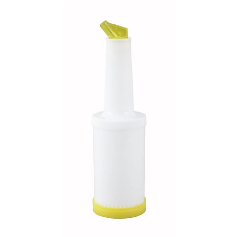 Winco PPB-1Y 1 Qt. Liquor and Juice Multi Pour with Yellow Spout and Lid