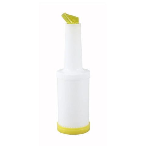 Winco PPB-1Y 1 Qt. Liquor and Juice Multi Pour with Yellow Spout and Lid