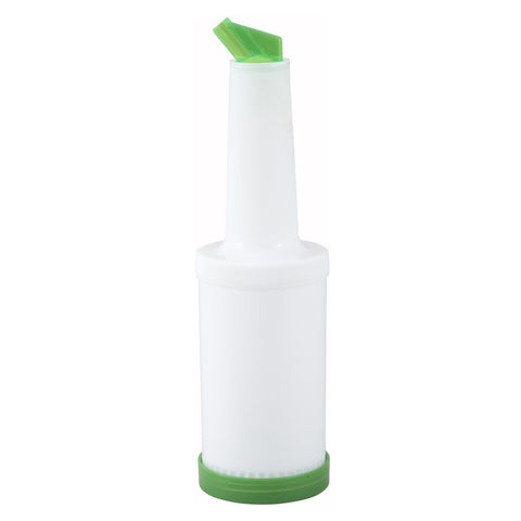 Winco PPB-2G Liquor & Juice Pour Bottle, 2 Qt with Green Spout & Lid
