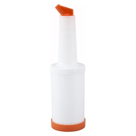 Winco PPB-2O 2 Qt Liquor and Juice Multi-Pour Bottle with Orange Spout and Lid