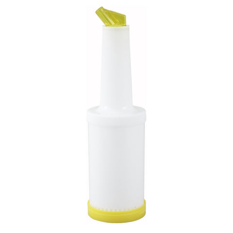 Winco PPB-2Y 2 Qt Liquor and Juice Pour Bottle with Yellow Spout and Lid