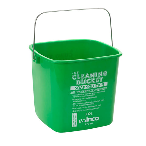 Winco PPL-3G 3 Qt Green Cleaning Bucket for Soap Solution