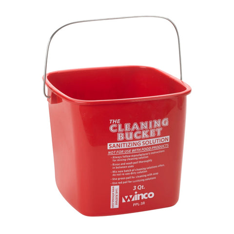 Winco PPL-3R 3 Qt Red Sanitizing Pail