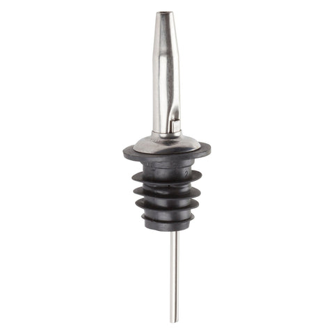 Winco PPM-4 Metal Liquor Pourer with Tapered Spout and Black Plastic Stopper