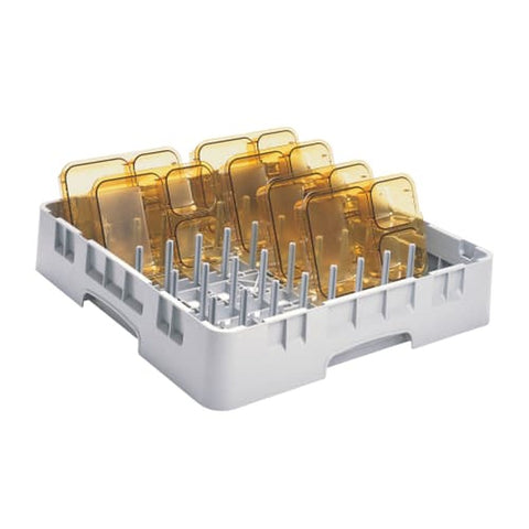 Cambro PR314151 Camrack Full-Size 9x9 Peg Dish Rack, Soft Gray, No Extenders