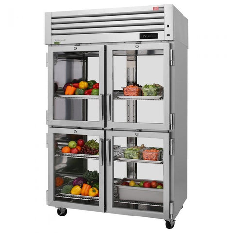 Turbo Air PRO-50-4R-G-PT-N PRO Series 2-Section Pass-Thru Refrigerator with 8 Half Glass Doors, 50 cu. ft.