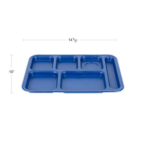 Cambro PS1014186 Penny-Saver 6-Compartment School Tray, Navy Blue, 10" x 14-1/2"