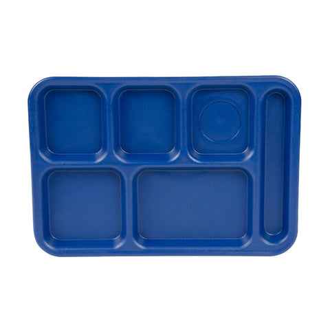 Cambro PS1014186 Penny-Saver 6-Compartment School Tray, Navy Blue, 10" x 14-1/2"