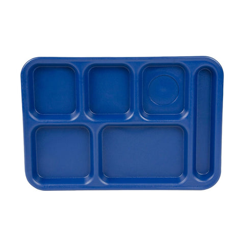 Cambro PS1014186 Penny-Saver 6-Compartment School Tray, Navy Blue, 10" x 14-1/2"