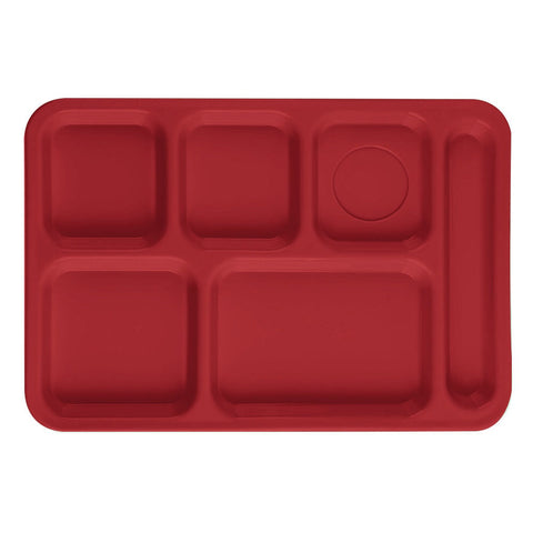 Cambro PS1014416 Penny-Saver 6-Compartment Cranberry Serving Tray, 10" x 14-1/2"