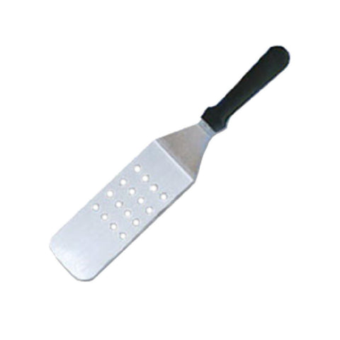 American Metalcraft PS14P 3" x 8" Offset Rounded Perforated Stainless Steel Turner with Plastic Handle