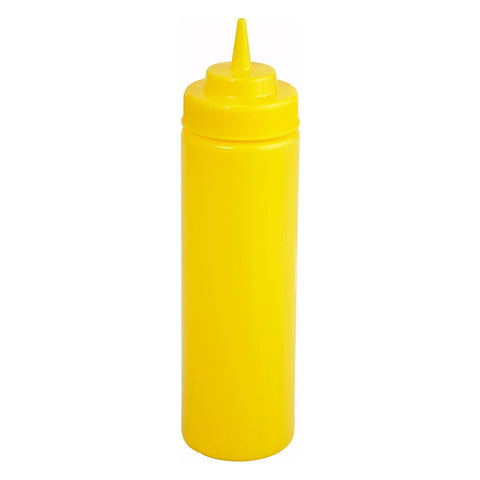 Winco PSW-12Y 12 oz Wide-Mouth Yellow Squeeze Bottle