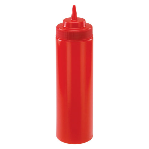 Winco PSW-24R 24 oz Wide-Mouth Squeeze Bottle, Red