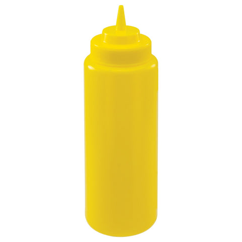 Winco PSW-32Y 32 oz Wide-Mouth Yellow Squeeze Bottle, 6-Pack