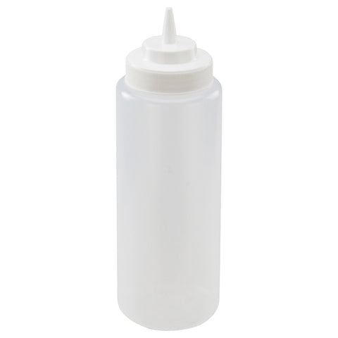 Winco PSW-32 32 oz Wide Mouth Clear Plastic Squeeze Bottle, 6-Pack