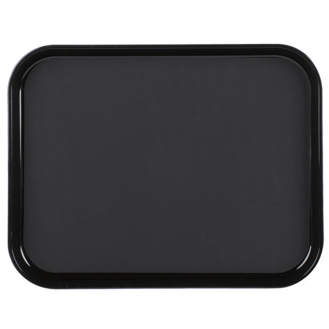 Cambro PT1418110 14" x 18" Black Rectangular Polytread Non-Skid Serving Tray