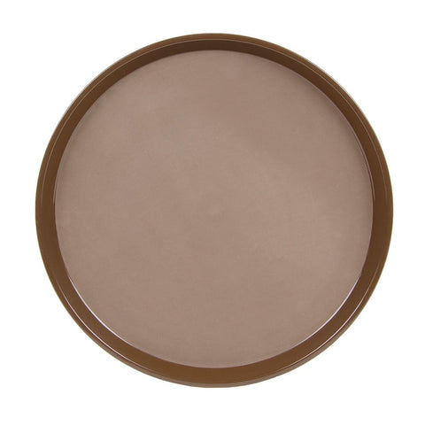Cambro PT1600167 16" Round Brown Polytread Non-Skid Serving Tray