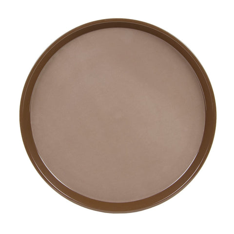 Cambro PT1600167 16" Round Brown Polytread Non-Skid Serving Tray