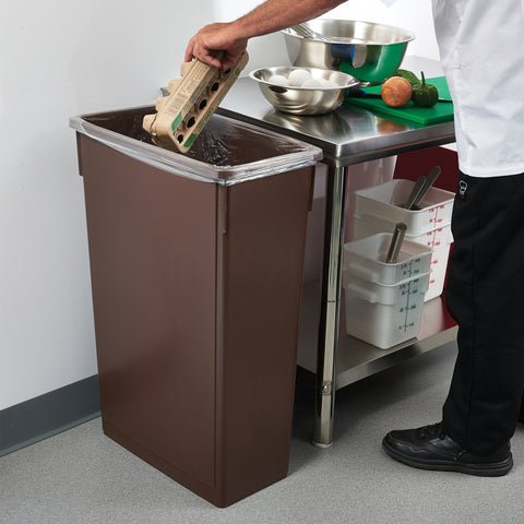 Winco PTC-23B 23 Gallon Slender Trash Can, Brown