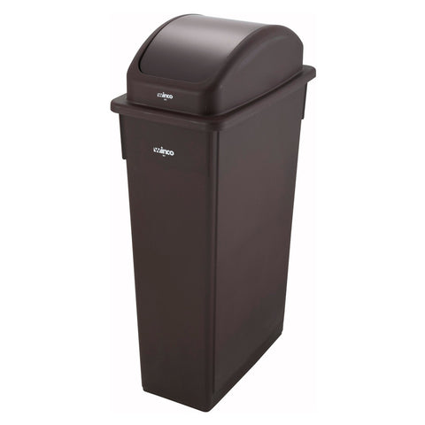 Winco PTC-23B 23 Gallon Slender Trash Can, Brown