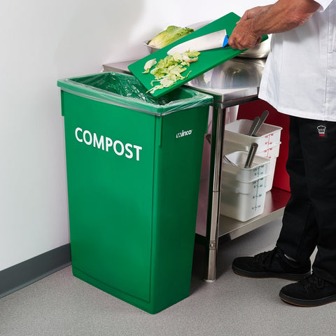 Winco PTC-23GRC 23 Gallon Slender Compost Trash Can, Green