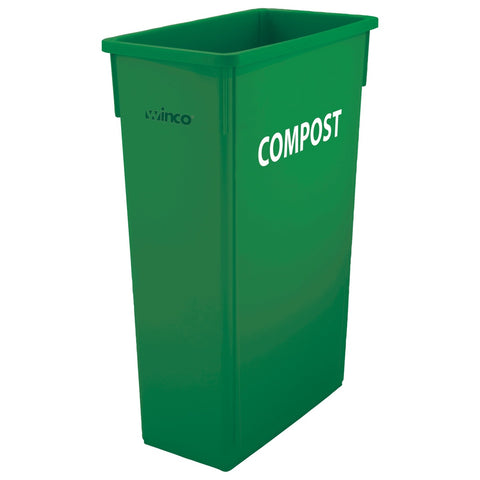 Winco PTC-23GRC 23 Gallon Slender Compost Trash Can, Green