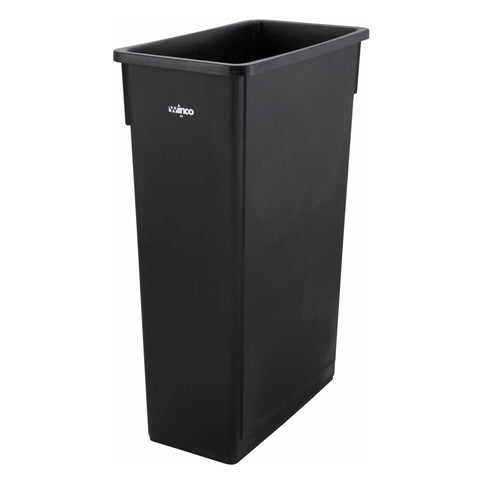 Winco PTC-23K 23 Gallon Slim Rectangular Trash Can, Black