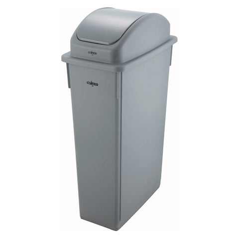 Winco PTC-23SG 23 Gallon Slender Trash Can, Gray