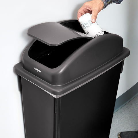 Winco PTCL-23K Black Polypropylene Swing Lid for 23 Gallon Slender Trash Cans