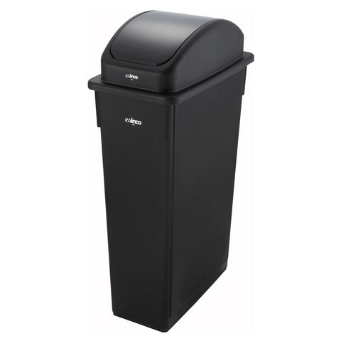 Winco PTCL-23K Black Polypropylene Swing Lid for 23 Gallon Slender Trash Cans