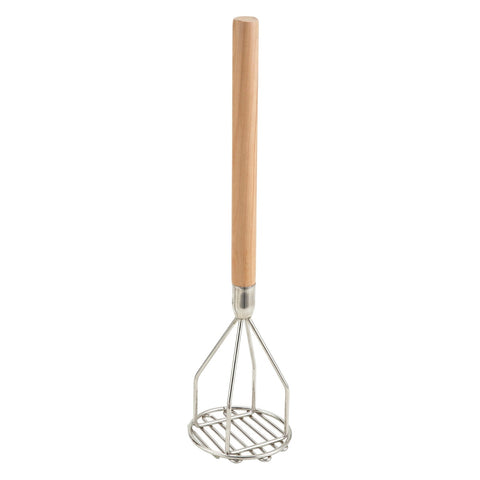Winco PTM-18R 4" Round Potato Masher with 18" Wooden Handle