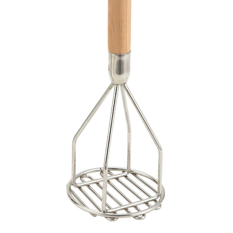 Winco PTM-18R 4" Round Potato Masher with 18" Wooden Handle