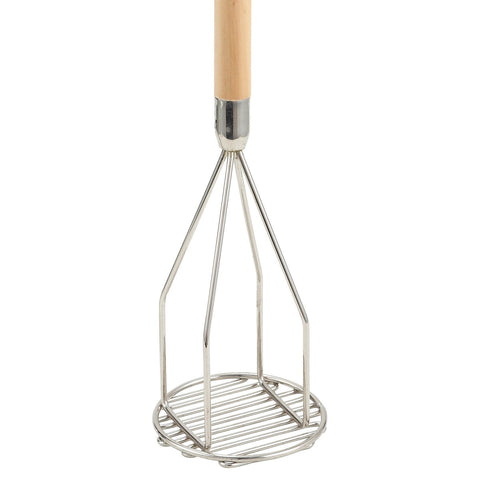 Winco PTM-24R Potato Masher with Wooden Handle, 5" Round