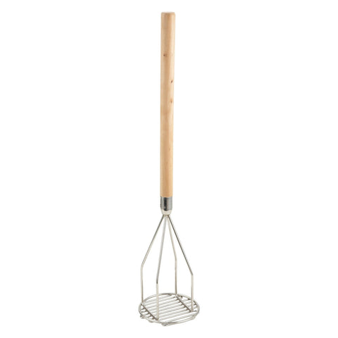 Winco PTM-24R Potato Masher with Wooden Handle, 5" Round