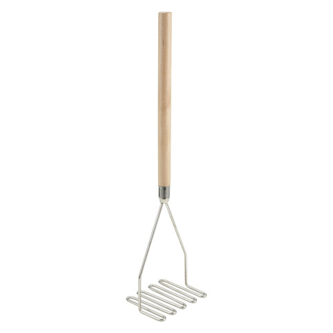 Winco PTM-24S Square Potato Masher with 24" Wood Handle, Nickel Plated