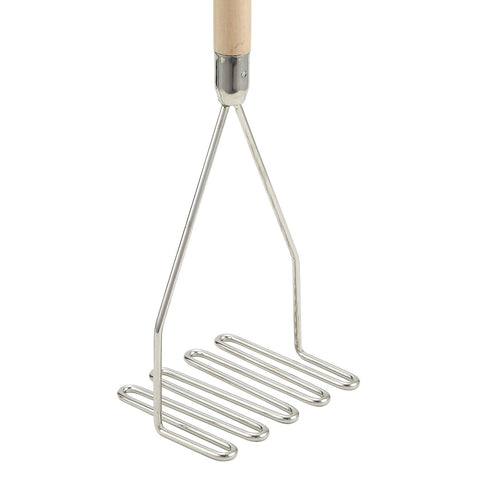 Winco PTM-24S Square Potato Masher with 24" Wood Handle, Nickel Plated