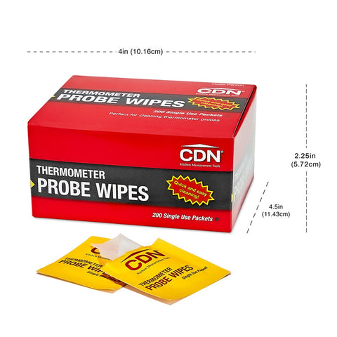 CDN PW200 Thermometer Probe Wipes - 200 Single Use Packets