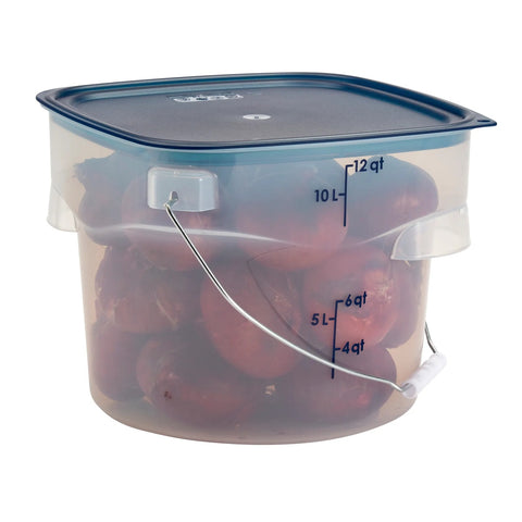 Cambro PWB12PROPP190 FreshPro CamRounds 12 Qt. Translucent Round Food Storage Pail with Bail Handle