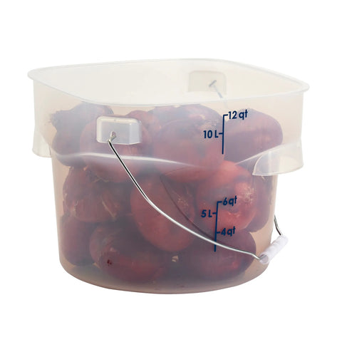 Cambro PWB12PROPP190 FreshPro CamRounds 12 Qt. Translucent Round Food Storage Pail with Bail Handle