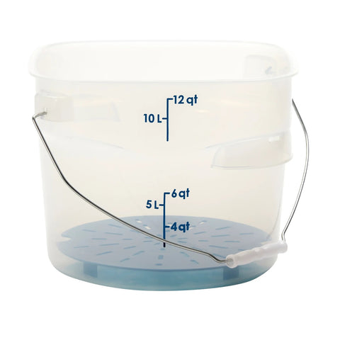 Cambro PWB12PROPP190 FreshPro CamRounds 12 Qt. Translucent Round Food Storage Pail with Bail Handle