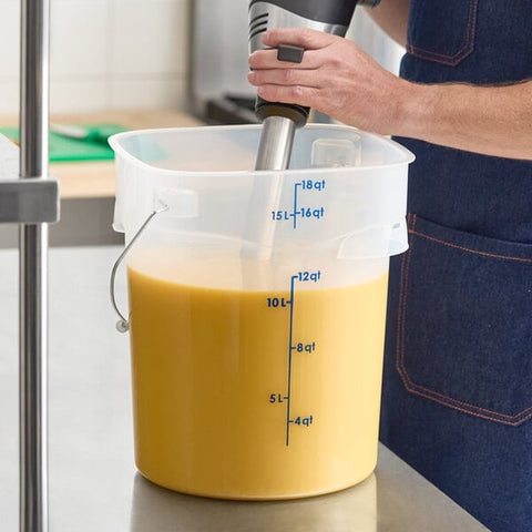 Cambro PWB18PROPP190 CamRounds FreshPro 18 Qt. Translucent Round Food Storage Pail with Bail Handle