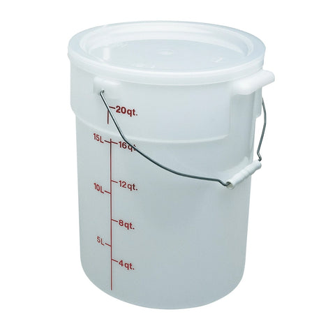 Cambro PWB22148 22 Qt. White Round Polyethylene Pail with Bail
