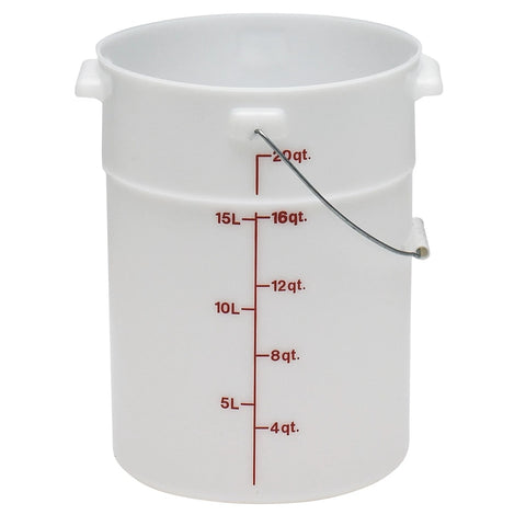 Cambro PWB22148 22 Qt. White Round Polyethylene Pail with Bail