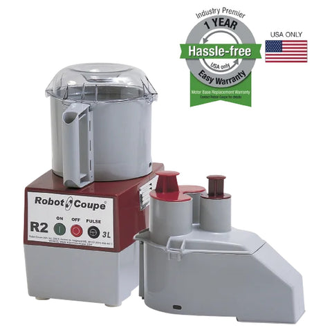 Robot Coupe R2N Combination Commercial Food Processor, 3 Qt Bowl, Continuous Feed, 1 HP