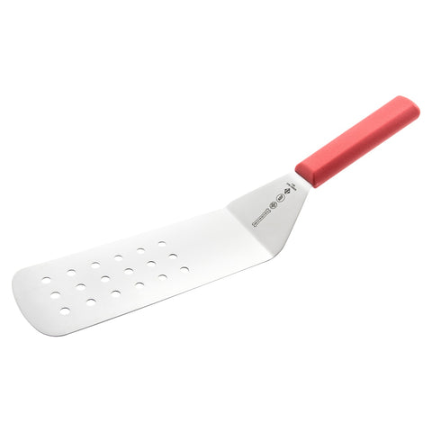 Mundial R5681 Perforated Turner, 5600 Series, 8" x 3" Red Polypropylene Handle