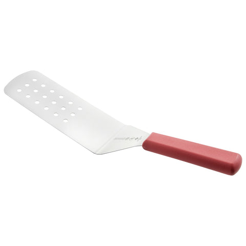Mundial R5681 Perforated Turner, 5600 Series, 8" x 3" Red Polypropylene Handle